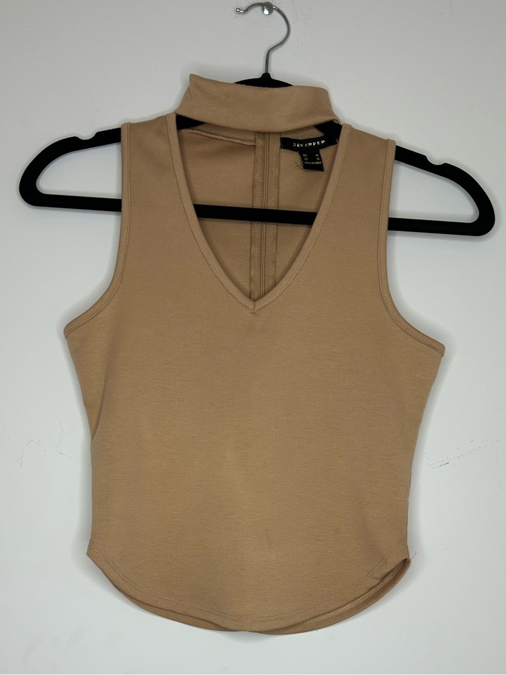 Revamped Tan Choker Keyhole Crop Top Size Medium
